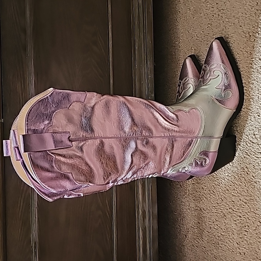 Azaela Wang Metallic Western Boots
